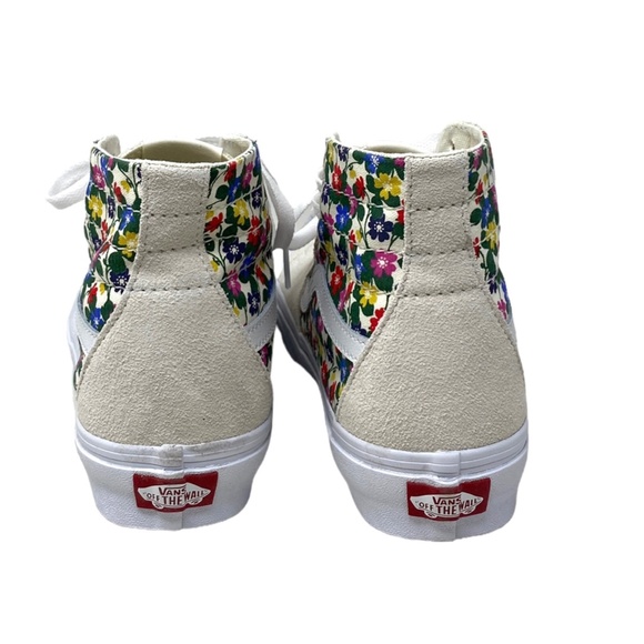 VANS Sk8-Hi Tapered Sneakers Women's Canvas Suede Floral White Shoes VN0A5KRUWHT - Picture 7 of 9